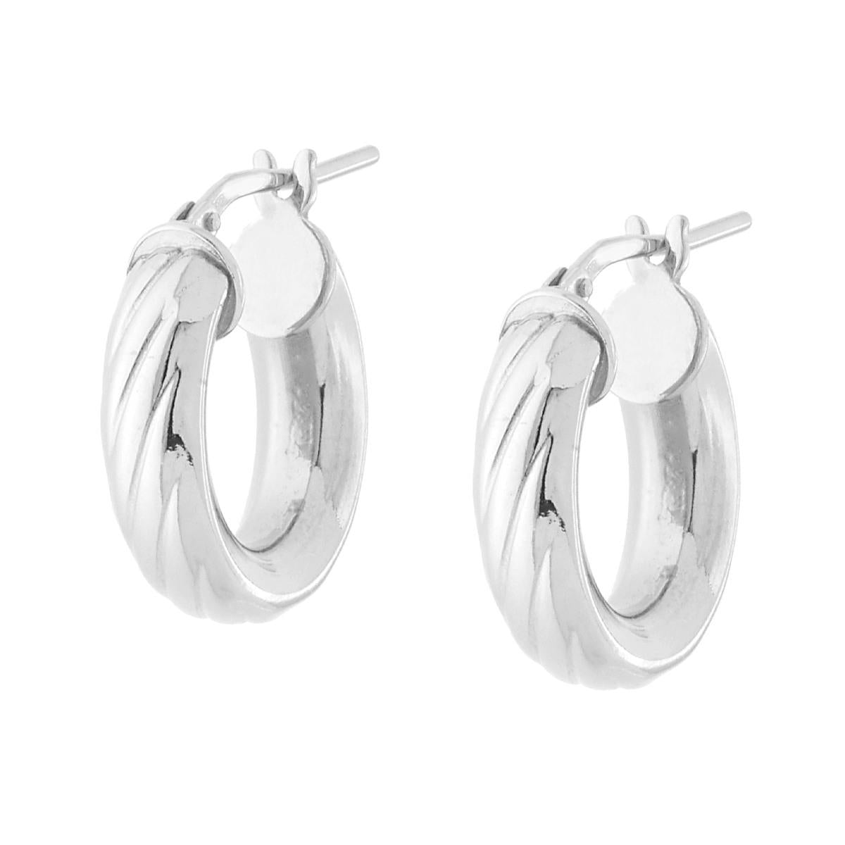 Orecchini Cerchio Semi Torchon in ARGENTO 925 Galvanica Rodio