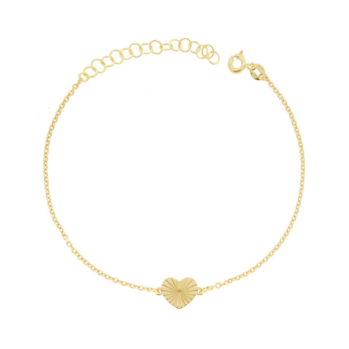 Bracciale Catena Forzatina Diamantata con Cuore Diamantato in ARGENTO 925 Galvanica Oro