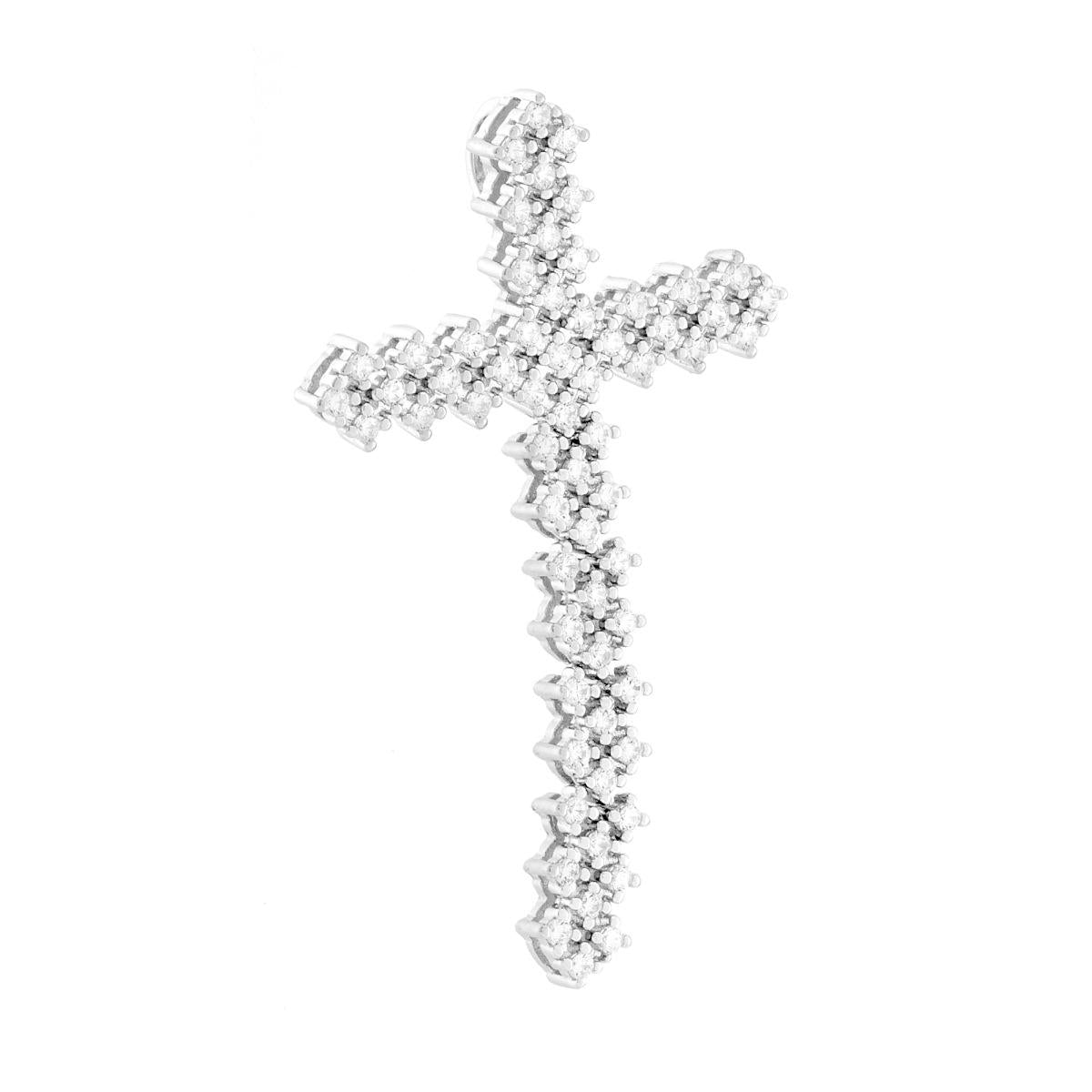 Ciondolo a forma di croce con maglia Tennis pendente e cubic zirconia bianchi incastonati.
