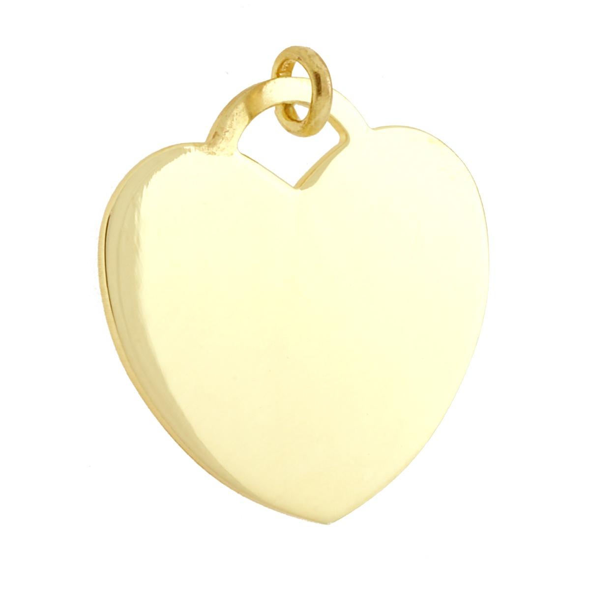 Ciondolo piastrina a forma di cuore con finitura liscia e lucida adatto per incisioni personalizzate.<BR>Made in Italy