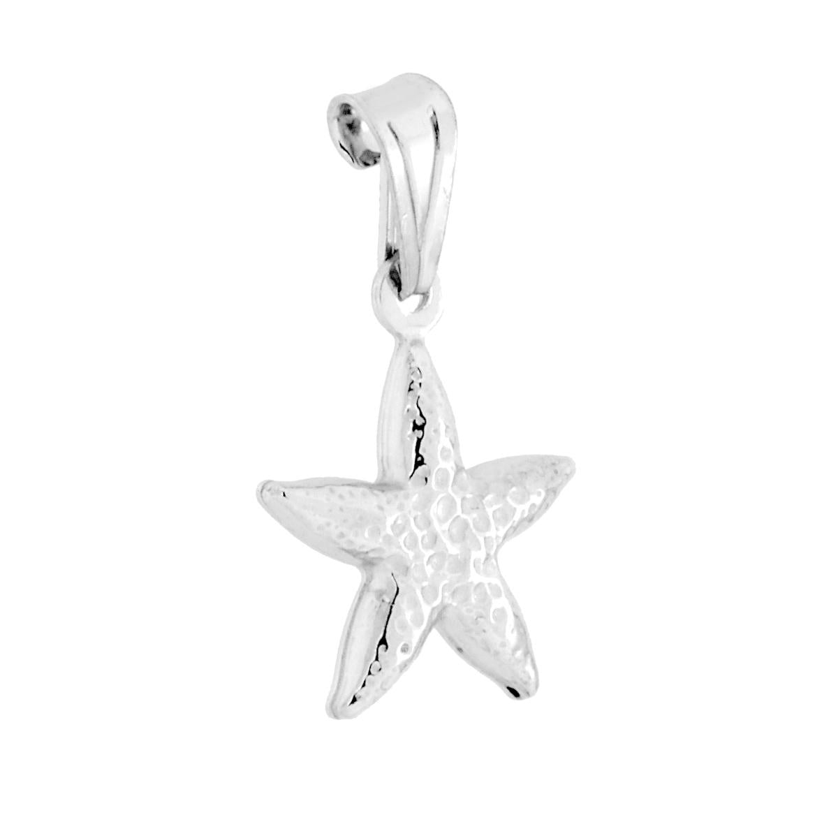 Ciondolo a forma di stella marina bombata con finitura martellata e lucida.<BR>Made in Italy