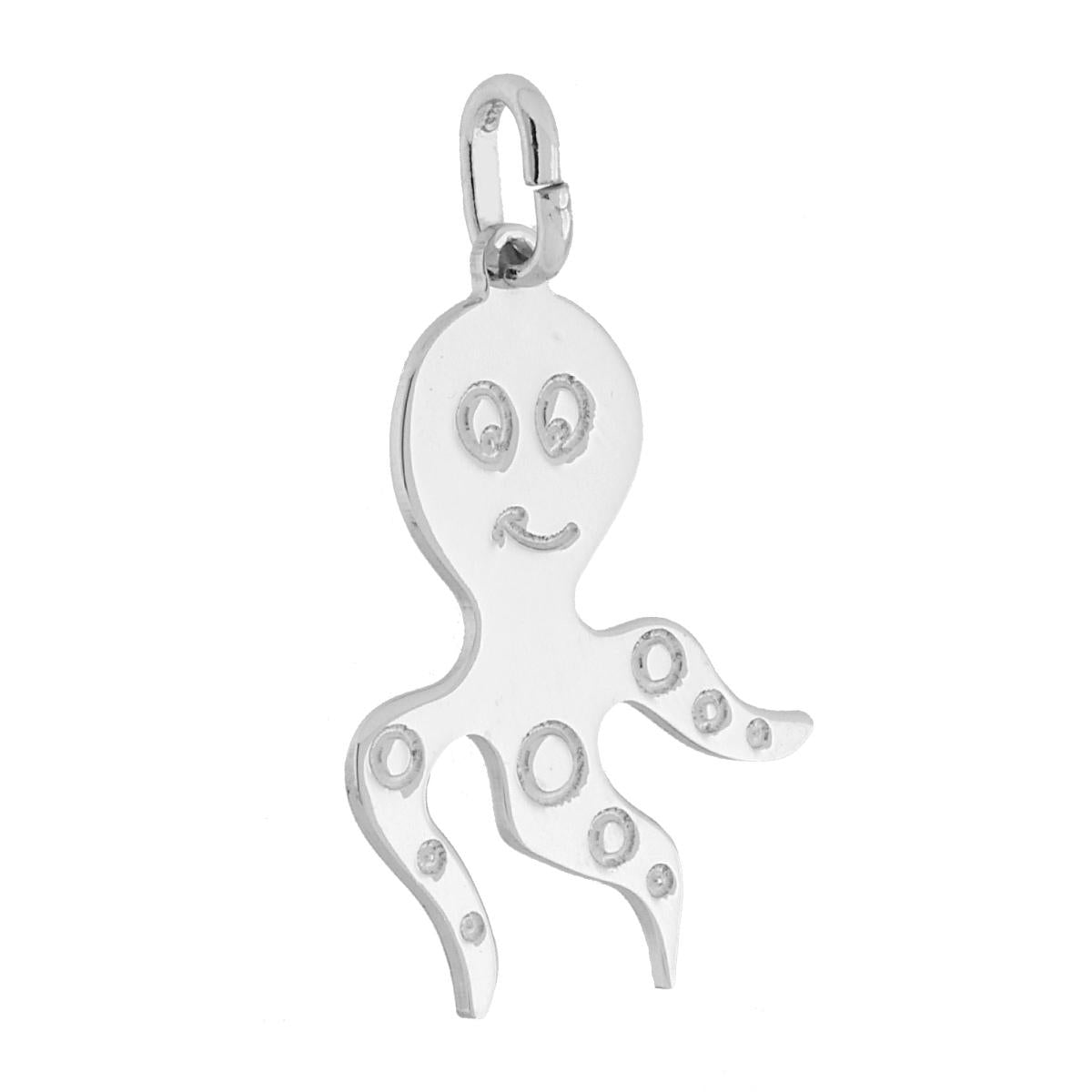 Ciondolo piastrina a forma di Polpo con finitura laser e lucida.<BR>Made in Italy