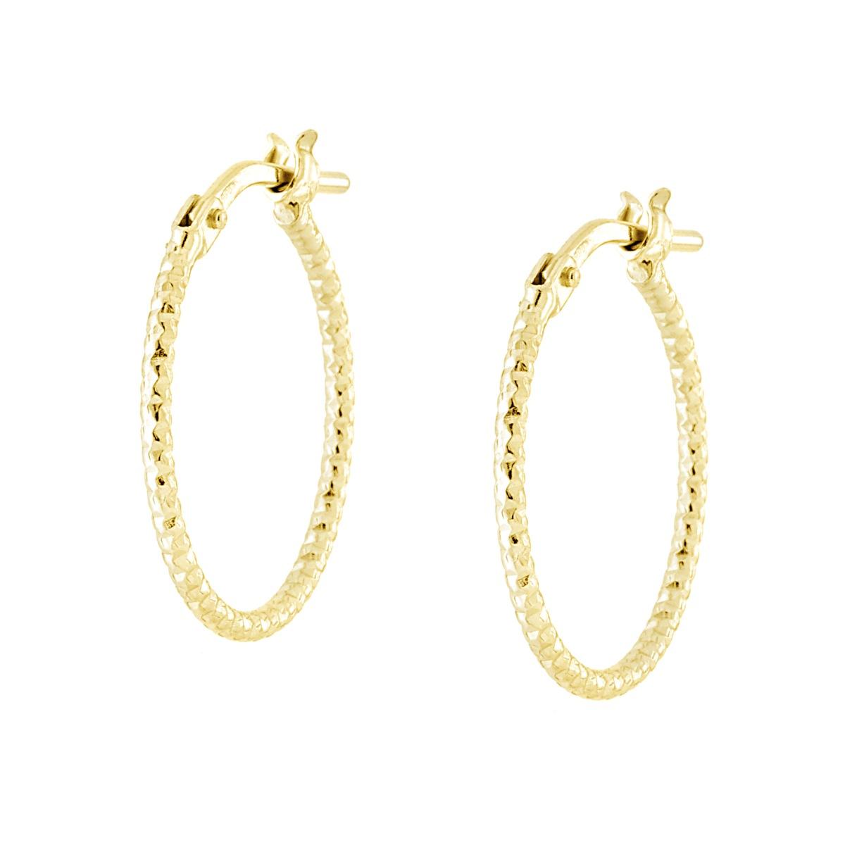 Orecchini Cerchio Diamantato mm 17 sezione canna mm 1,2 in ARGENTO 925 Galvanica Oro