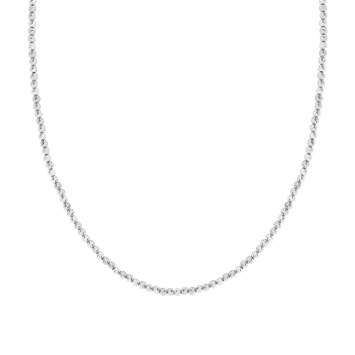 Collana Catena con Palline Diamantate mm 3 in ARGENTO 925 Galvanica Rodio