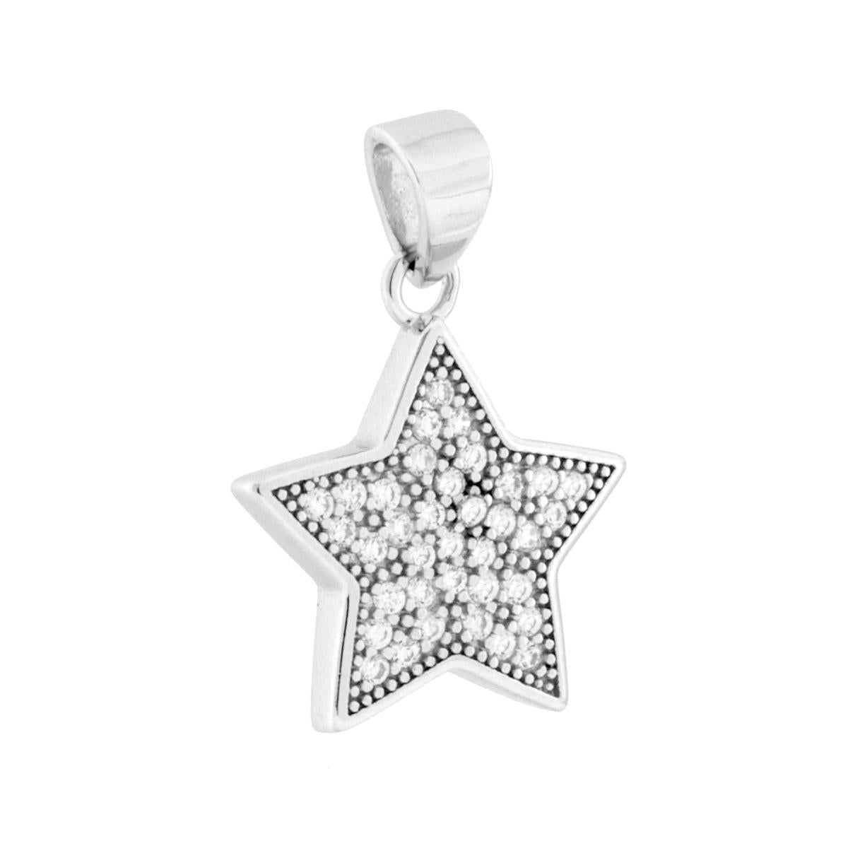 Ciondolo a forma di stella con cubic zirconia bianchi incastonati.
