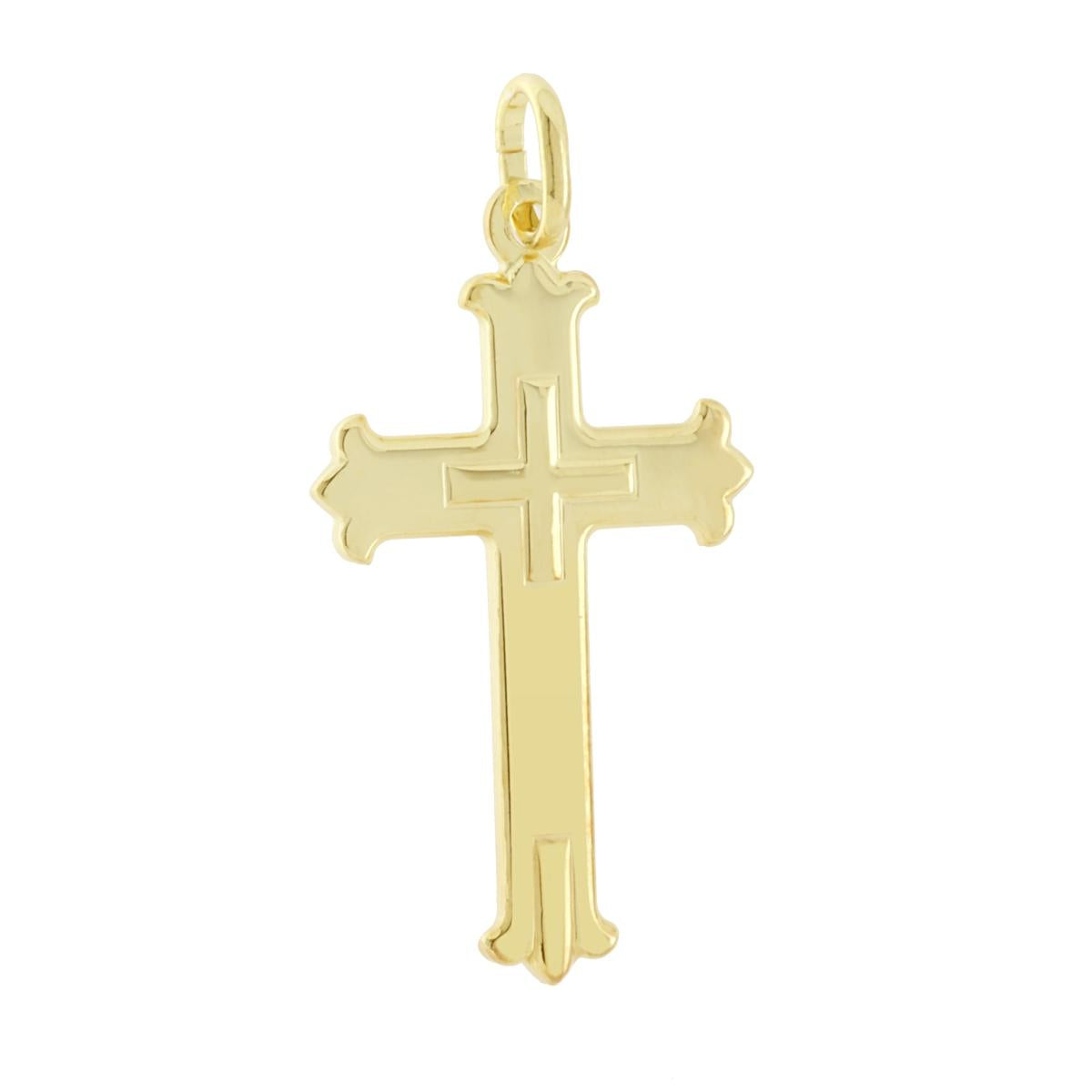 Ciondolo a forma di croce con finitura liscia e lucida.<BR>Made in Italy