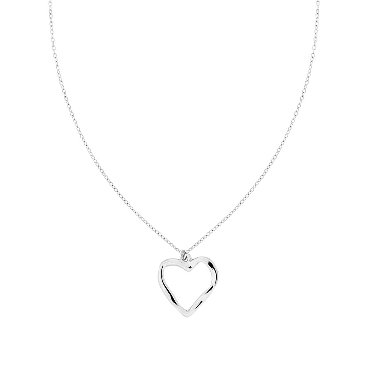 Collana Catena Forzatina Diamantata con Cuore in ACCIAIO