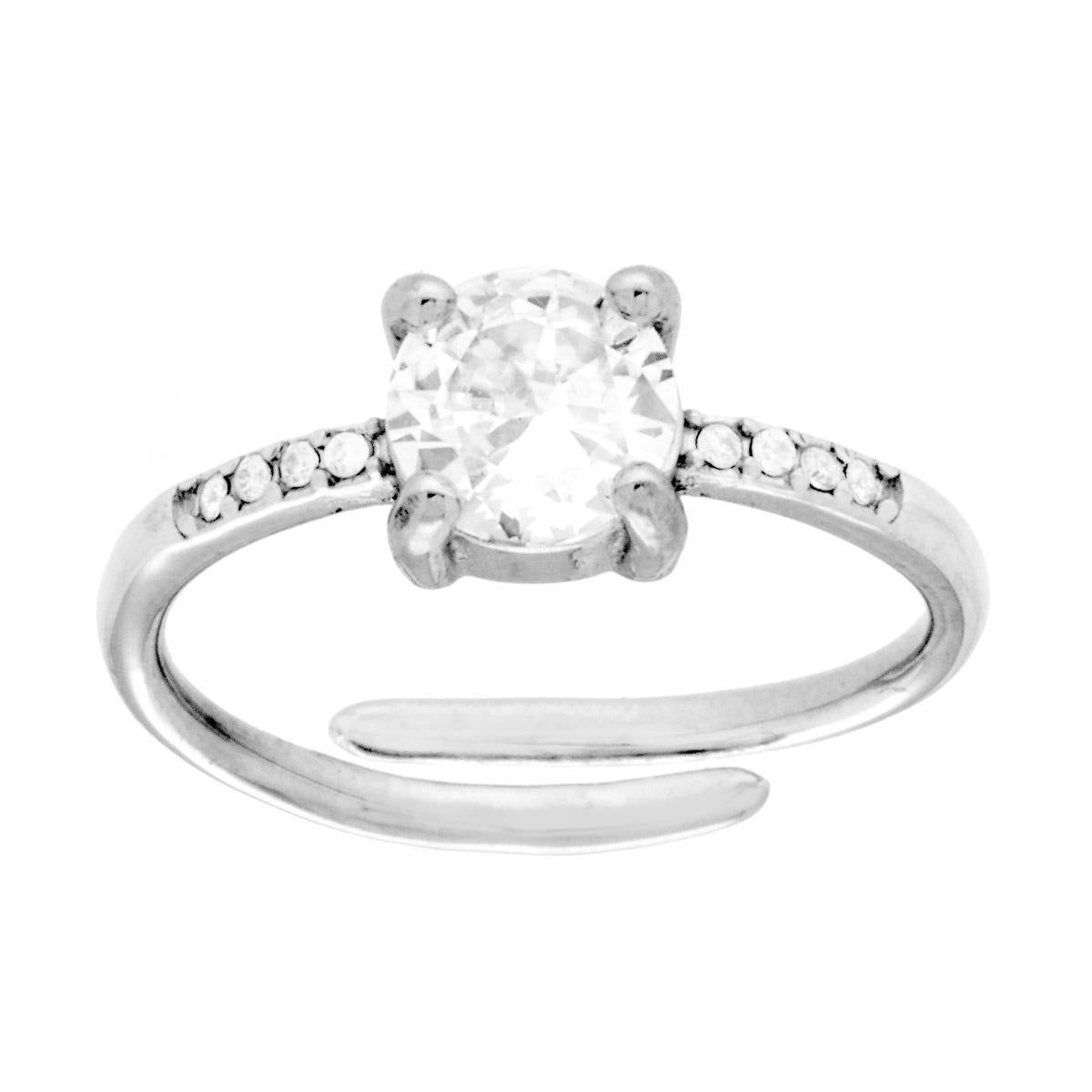 Anello Solitario con Crystal Bianchi mm 6 in ACCIAIO
