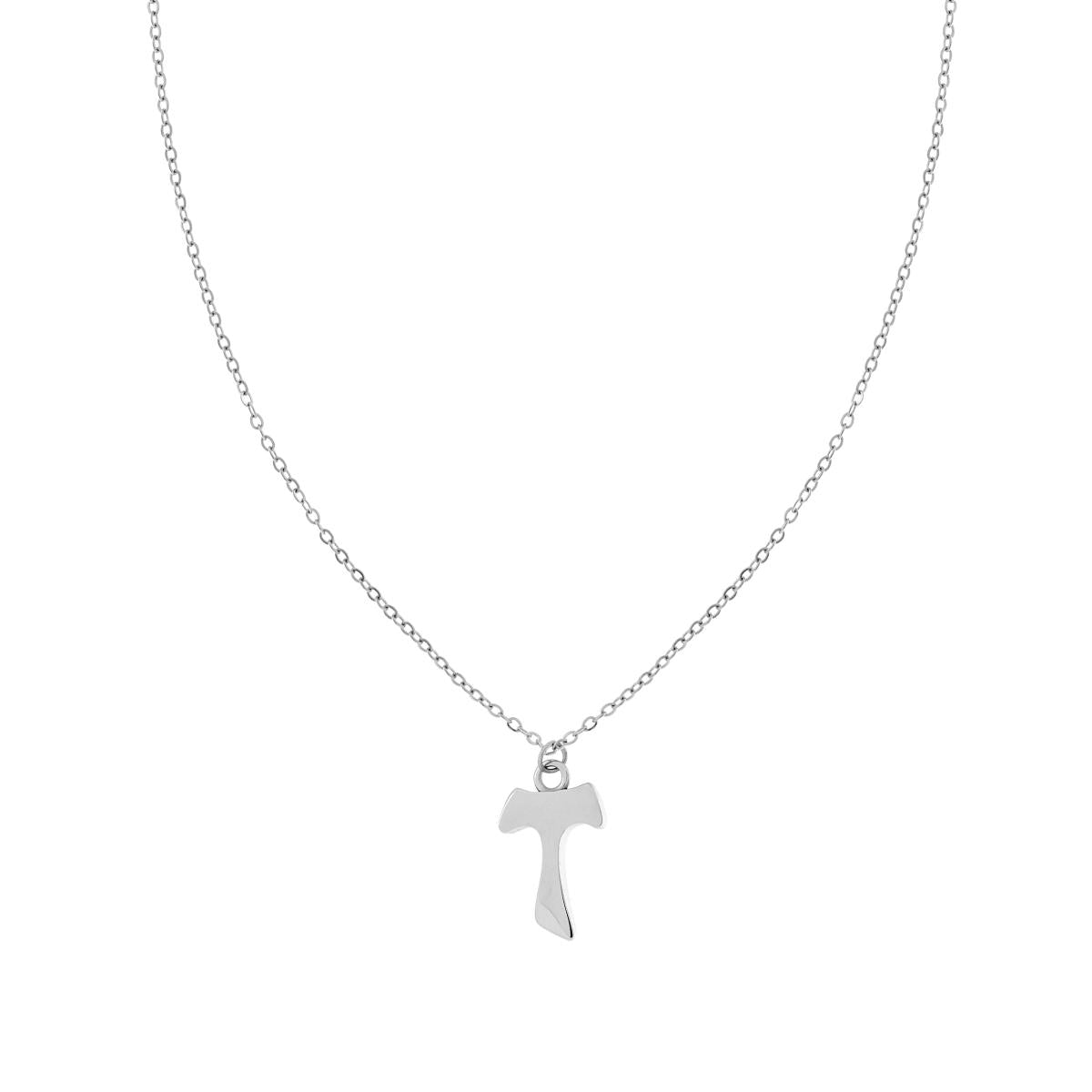 Collana Catena Forzatina con Croce Tao in ACCIAIO