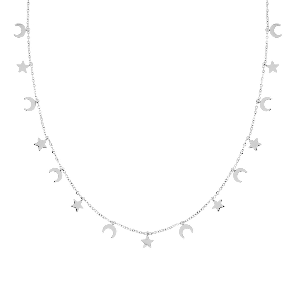 Collana Catena Forzatina Lune e Stelle plain pendenti in ACCIAIO
