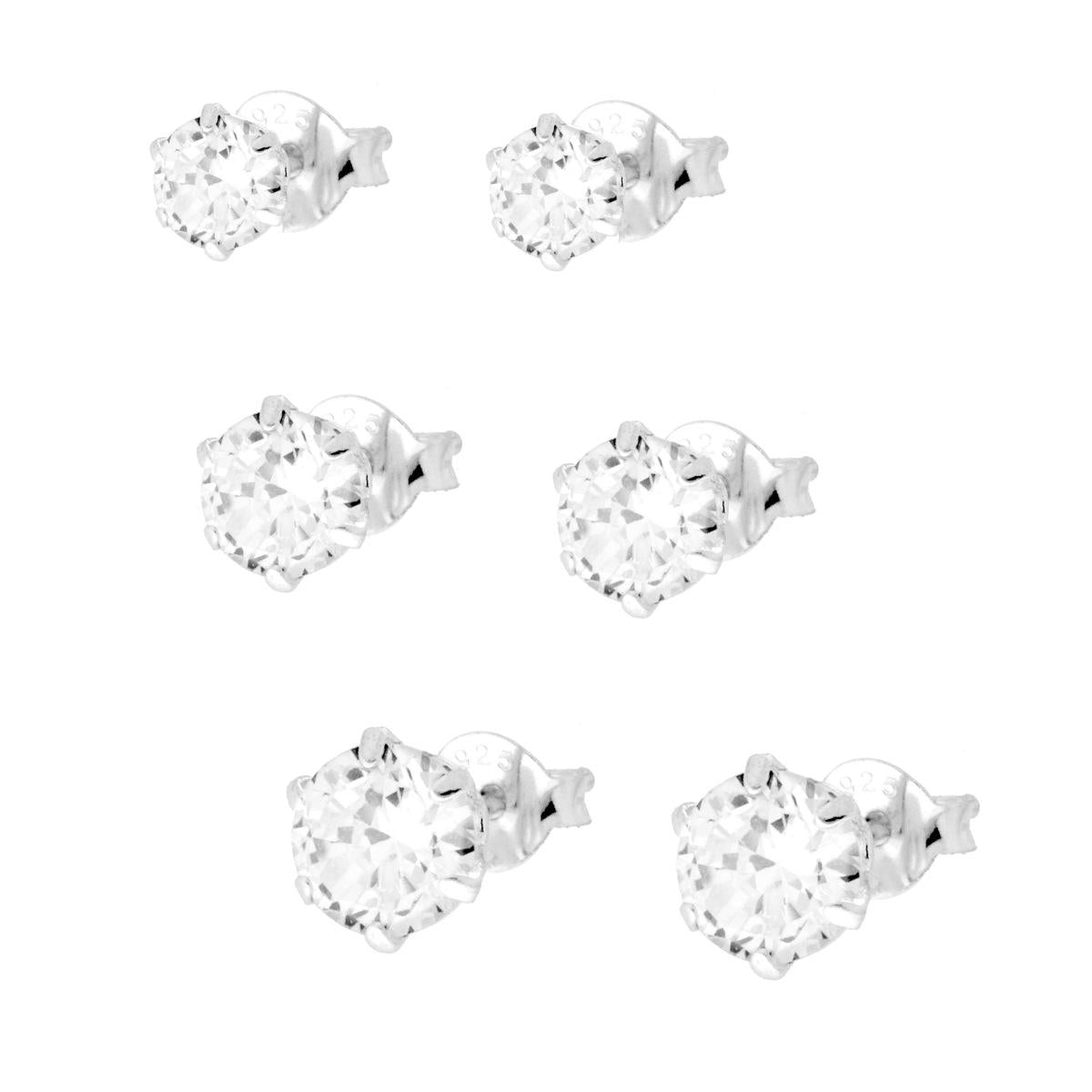 Orecchini Punto Luce Crystal Bianco mm 4/5/6 in ACCIAIO