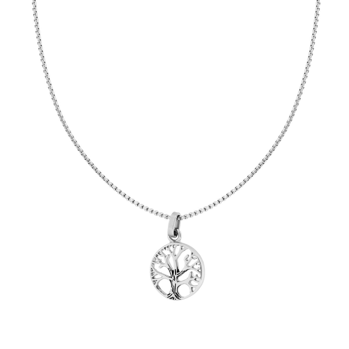 Collana Catena Veneziana Tonda con Albero della Vita in ACCIAIO