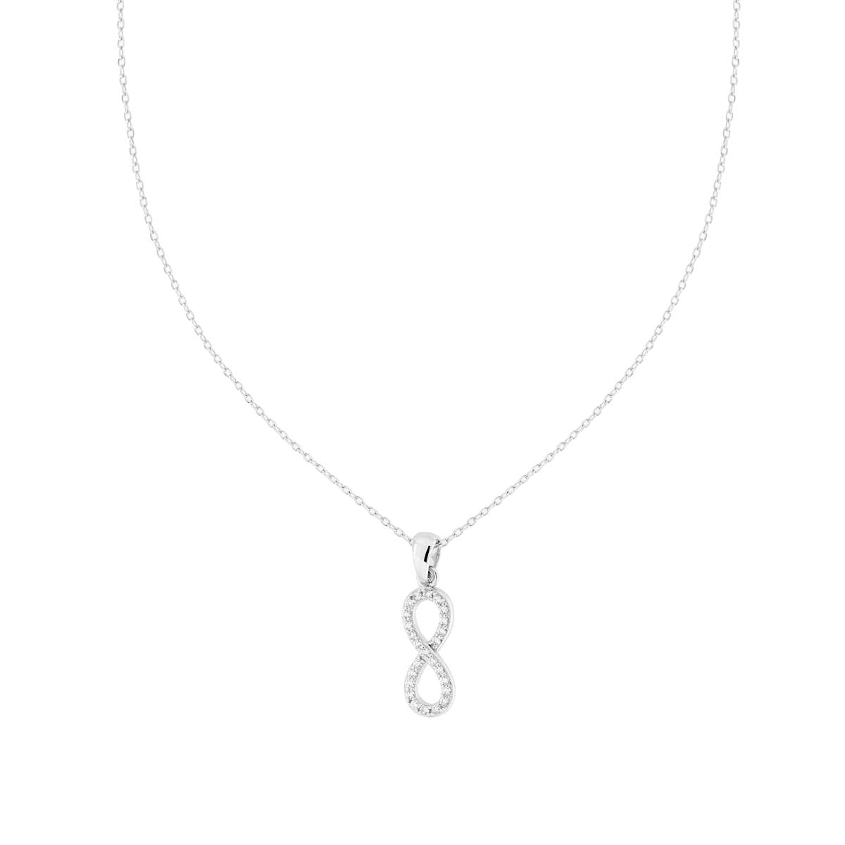 Collana Forzatina Diamantata Infinito con Cubic Zirconia Bianchi in ARGENTO 925 Galvanica Rodio