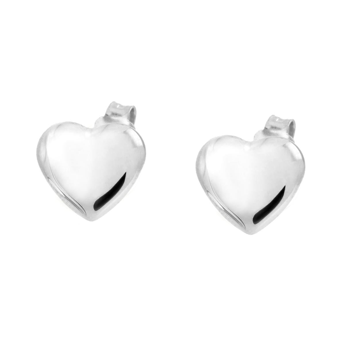 Orecchini Cuore Bombato in ARGENTO 925 Galvanica Rodio