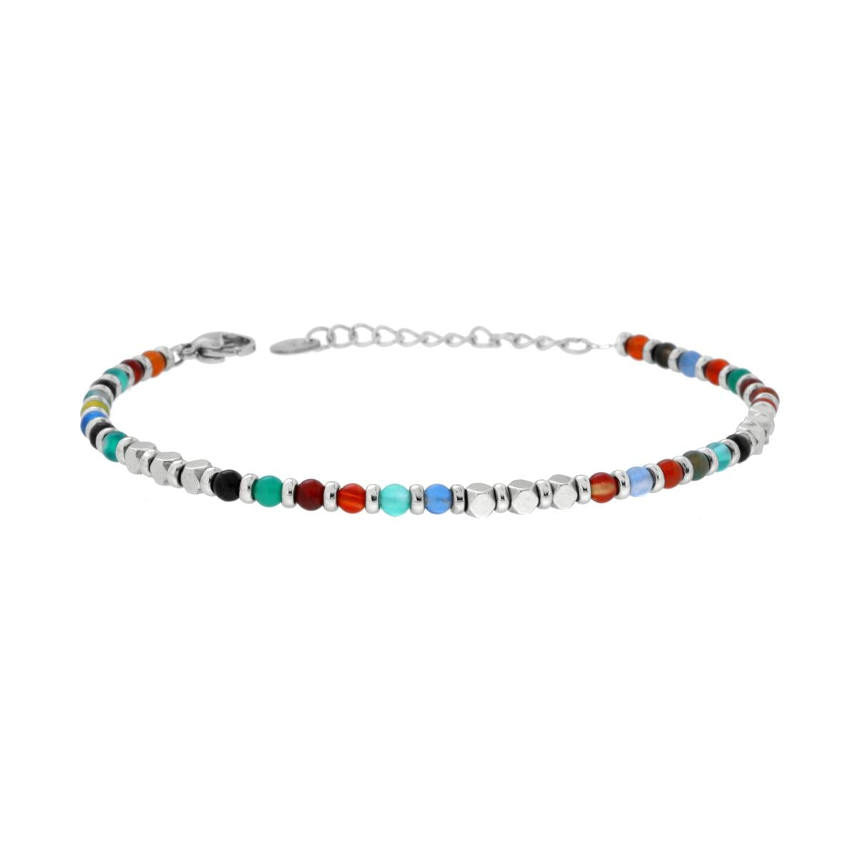 Bracciali Catena con Pietre Multicolor e Cubetti in ACCIAIO
