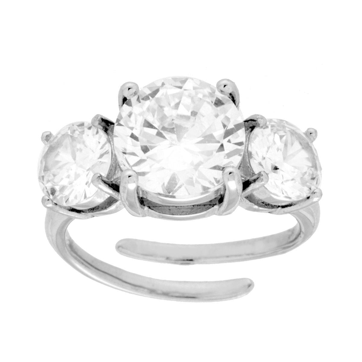 Anello Trilogy con Crystal Bianchi in ACCIAIO