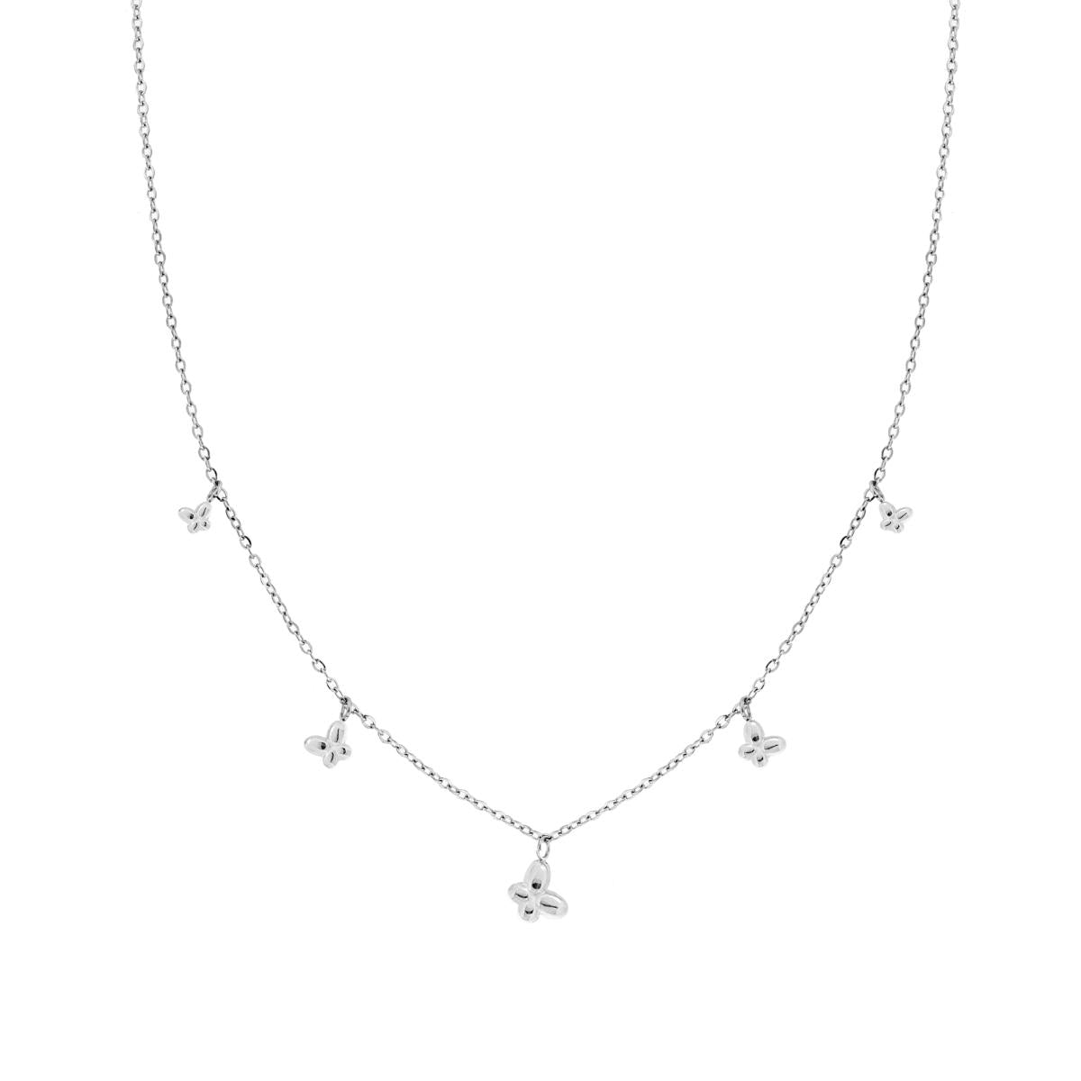 Collana Catena Forzatina con Farfalle Bombate pendenti in ACCIAIO