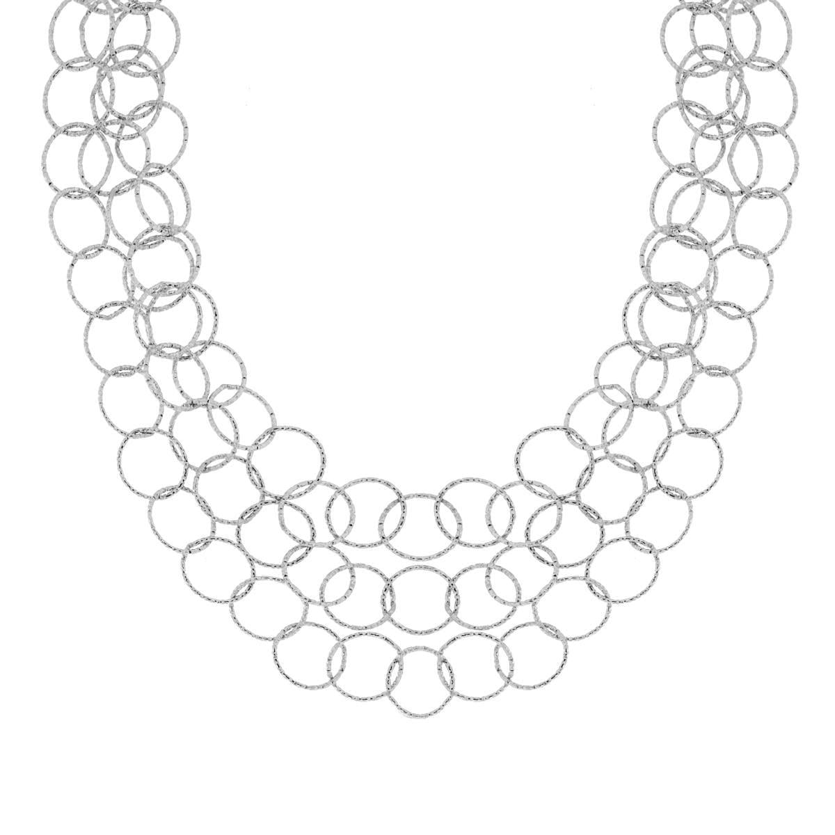 Collana tre fili Catena Cerchi Diamantati in ACCIAIO