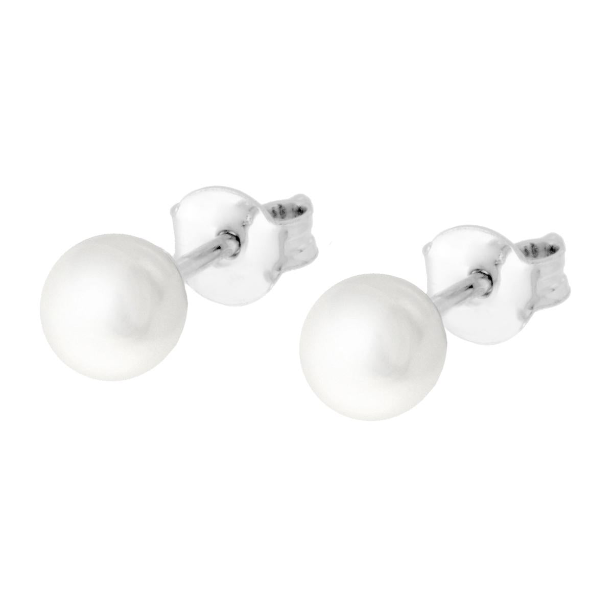 Orecchini Perla Bianca mm 6 in ACCIAIO