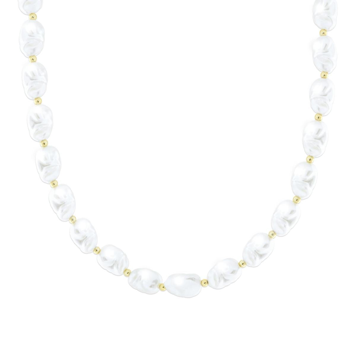 Collana Perle Scaramazza mm 10 x 15 con Palline in ACCIAIO colore Oro