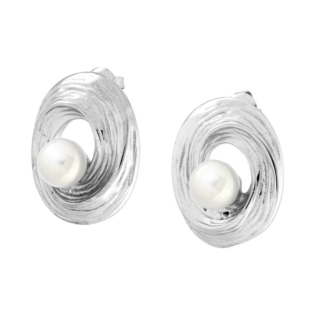 Orecchini Vortice con Perla in ACCIAIO