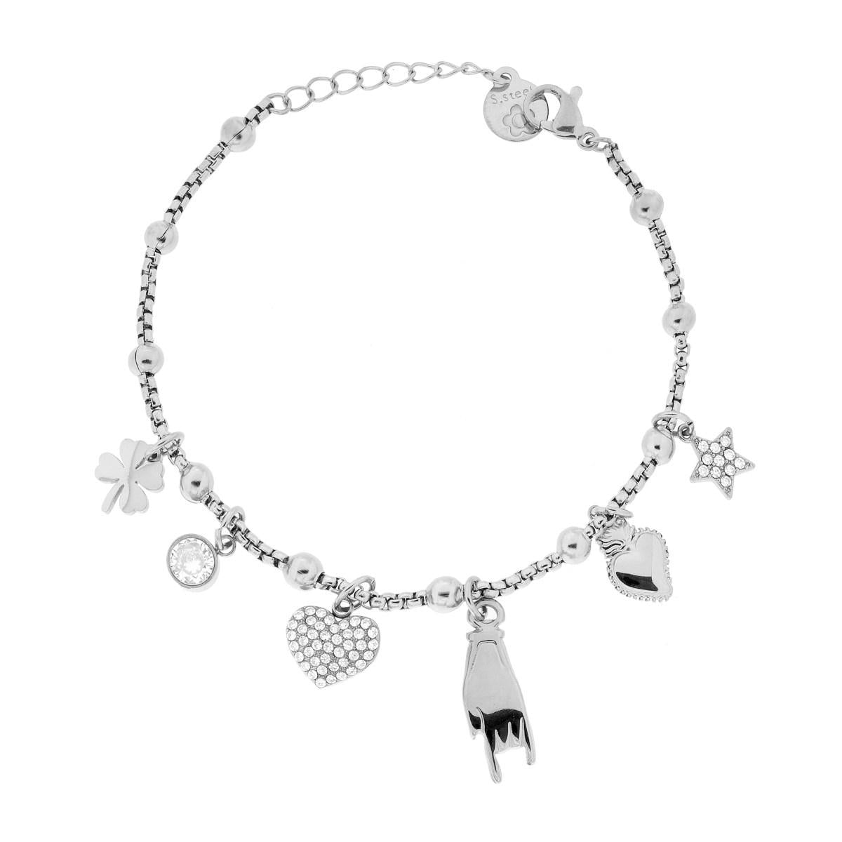 Bracciale Tennis Griffe cm 16.5 con Zirconi mm 3 Rosso Rubino in ARGENTO 925 Galvanica Rodio