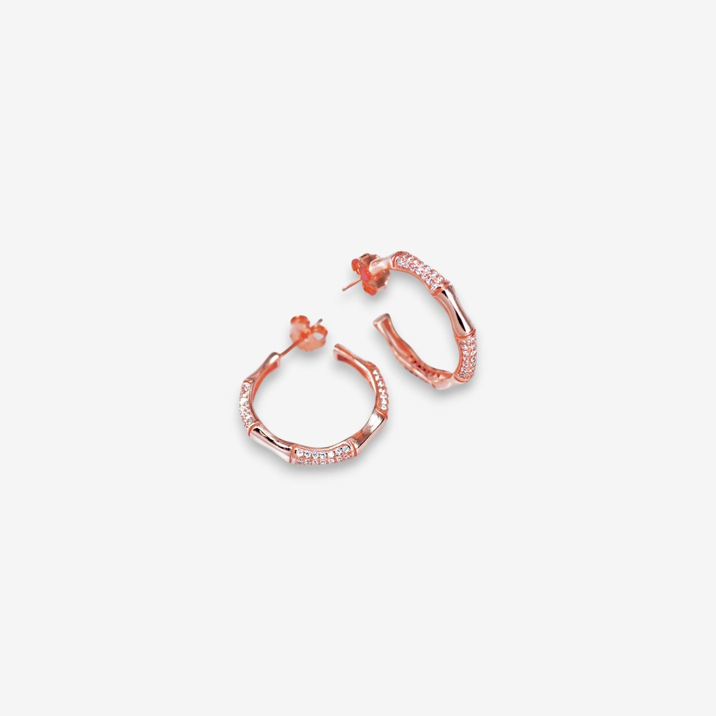 Orecchini Donna Bambù in Argento 925 con zirconi