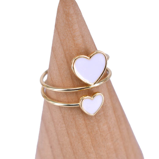 Anello Cuore Doppio in argento 925 smaltato