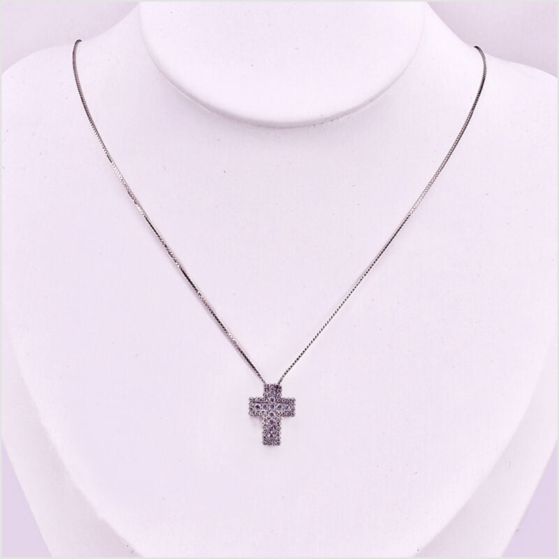 Collana Croce in Argento 925 con zirconi