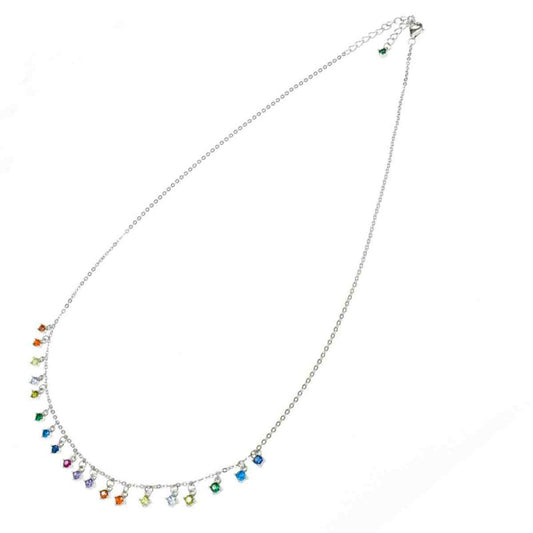 Collana Punto Luce in Argento 925 con zirconi pendenti