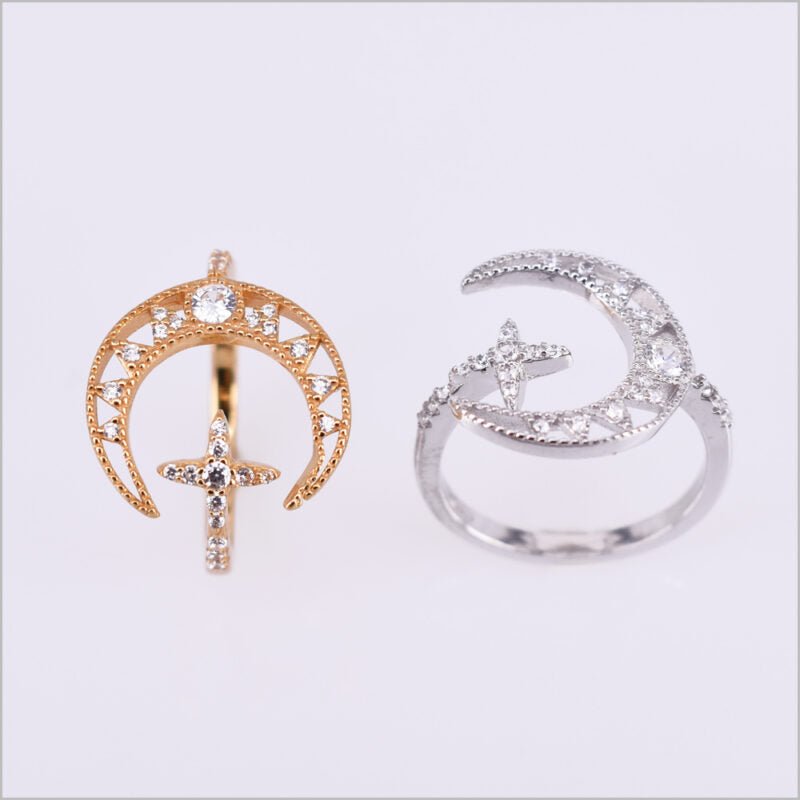 Anello Luna in Argento 925 regolabile con zirconi