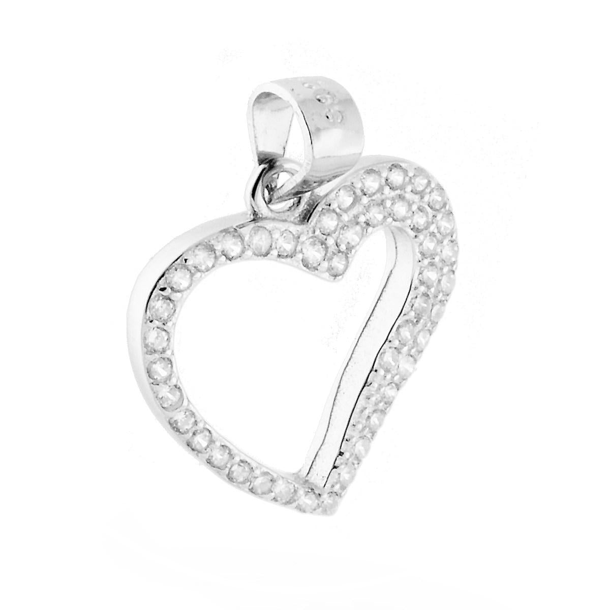 Ciondolo a forma di Cuore con Zirconi incastonati.
