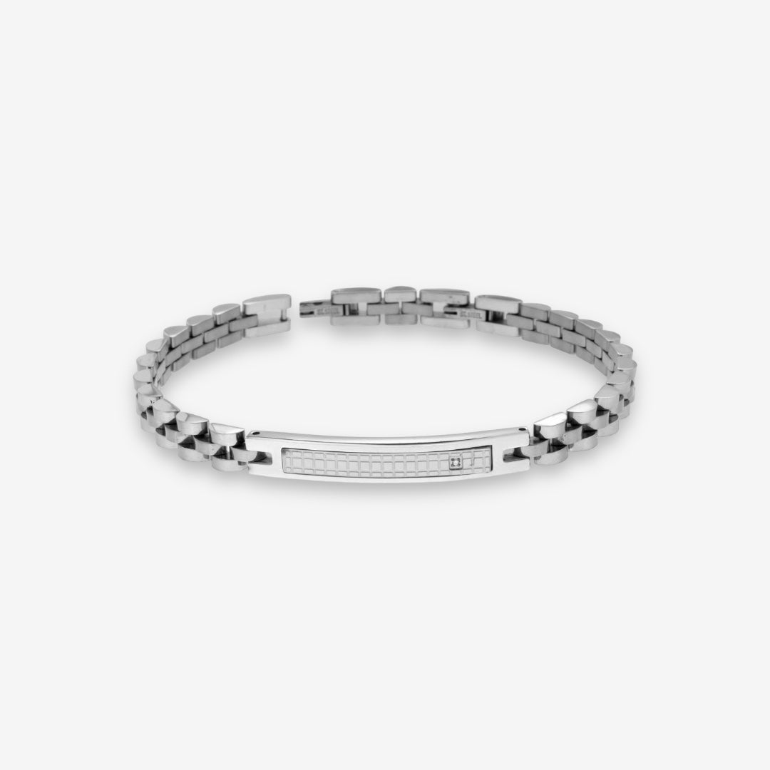 Bracciale Uomo Catena In Acciaio Inox e Zircone Bianco