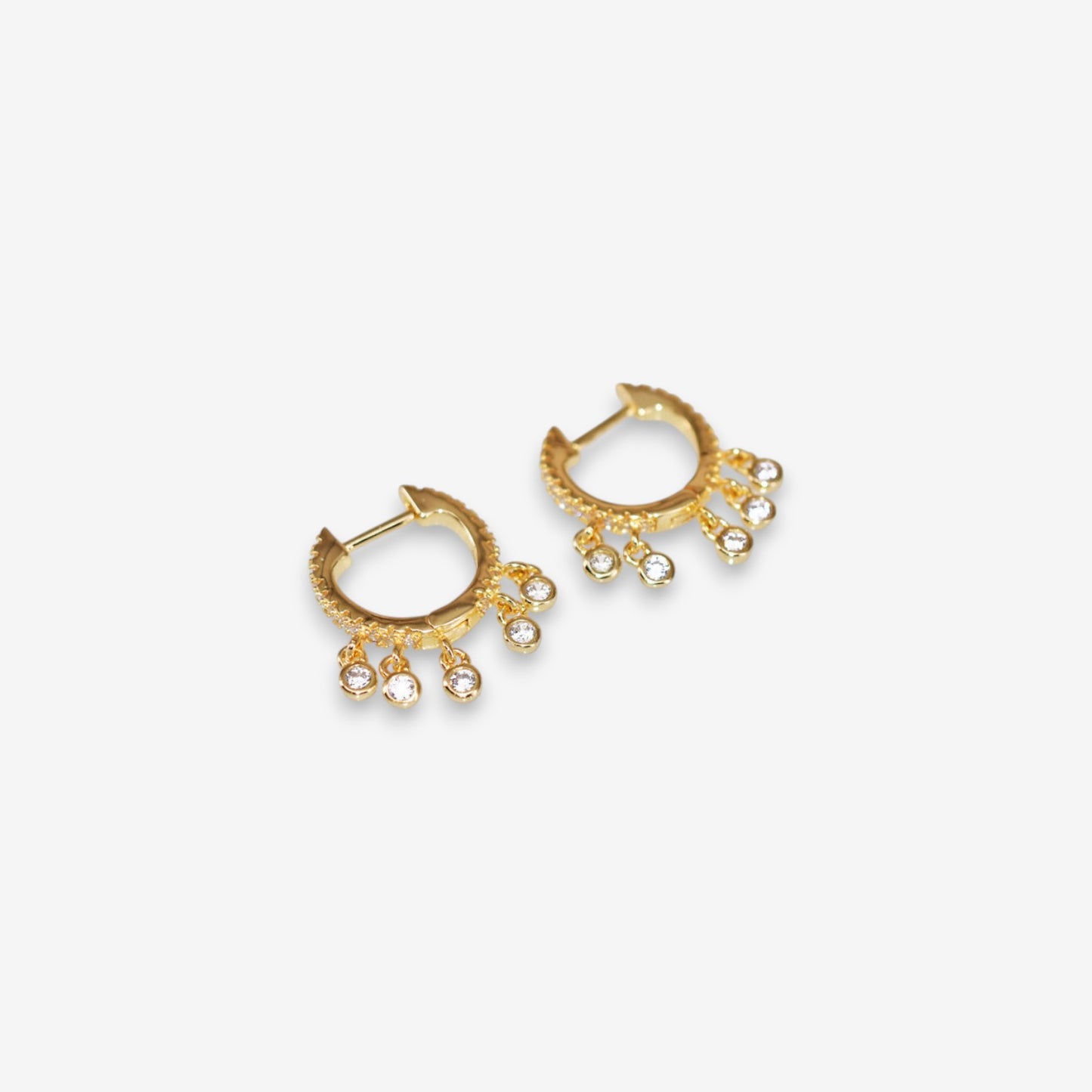 Orecchini Donna a Cerchio in Argento 925 con zirconi pendenti