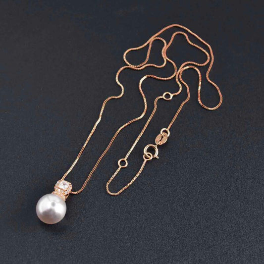 Collana Ciondolo in Argento 925 con Perla Di Fiume e Zircone