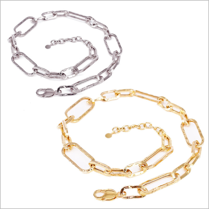Collana a maglia rettangolare martellata in Argento 925