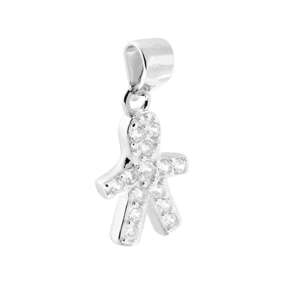 Ciondolo a forma di Bimbo con Zirconi Bianchi.