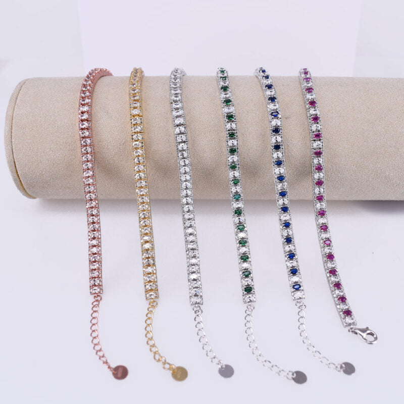 Bracciale Binario in Argento 925 con zirconi