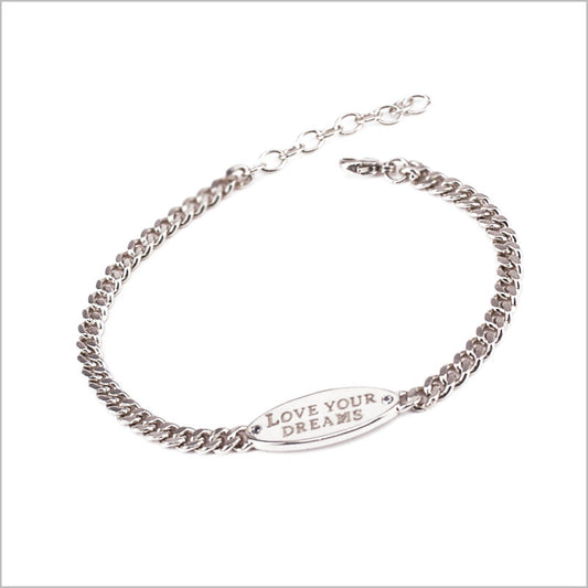 Bracciale a maglia groumette in Argento 925 con targhetta