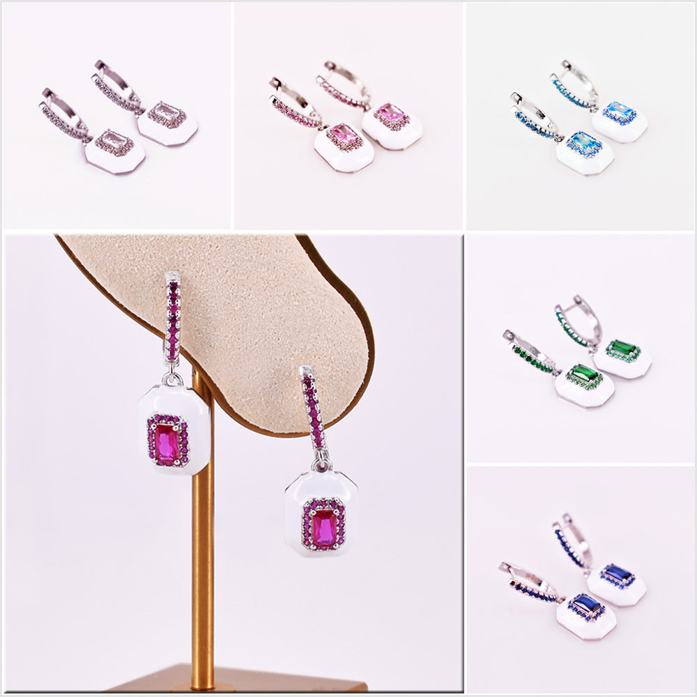 Orecchini Donna in Argento 925 smaltati con zirconi