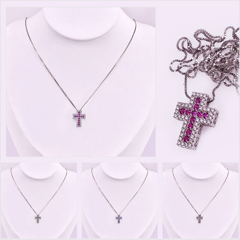 Collana Croce in Argento 925 con zirconi