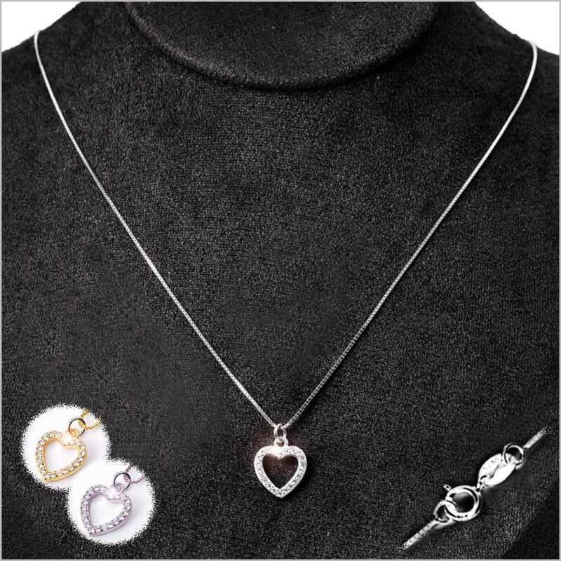 Collana Cuore vuoto in Argento 925 zirconato