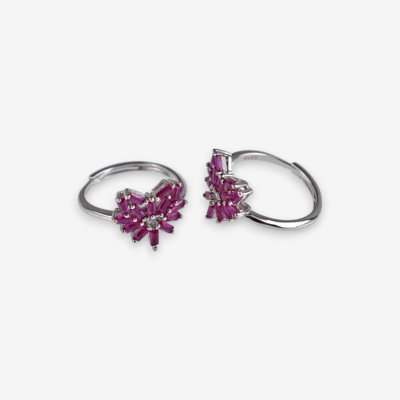 Anello Donna in Argento 925 Regolabile con cuore zirconato