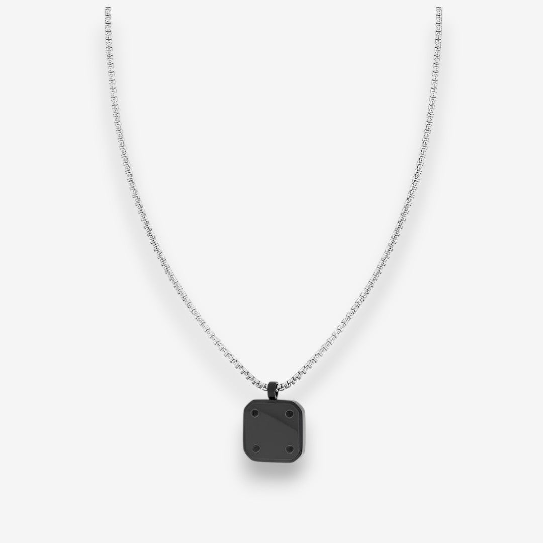 Collana Uomo con Piastra Quadrata in Acciaio Inox