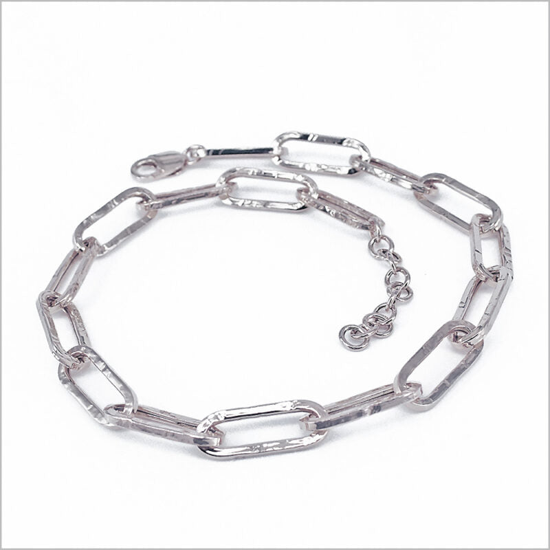 Collana a maglia rettangolare martellata in Argento 925