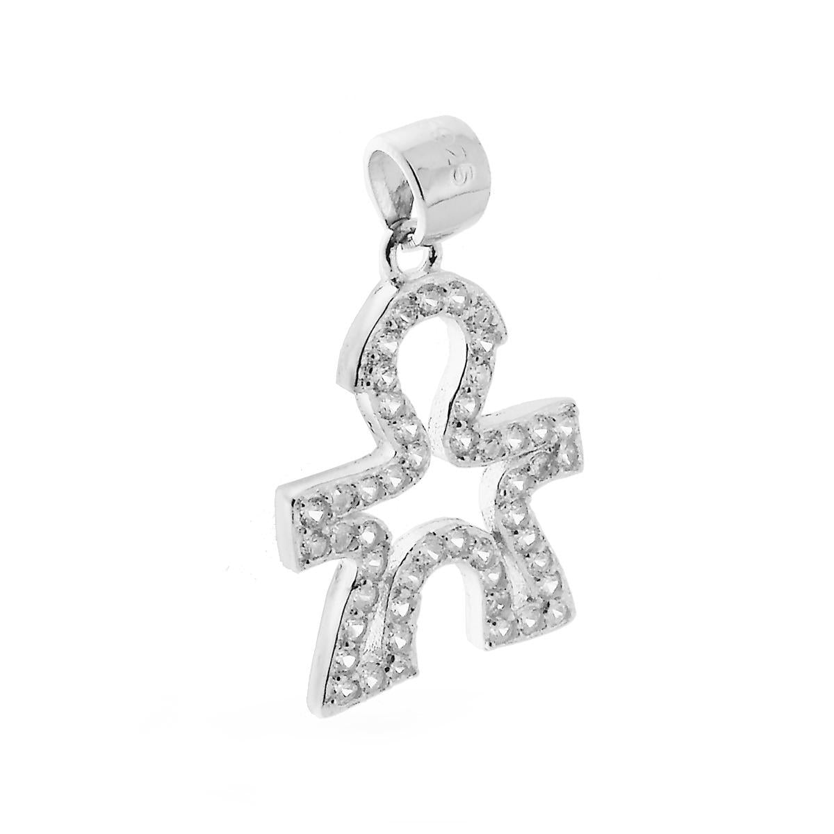 Ciondolo Sagoma di Bimbo con Zirconi Bianchi.