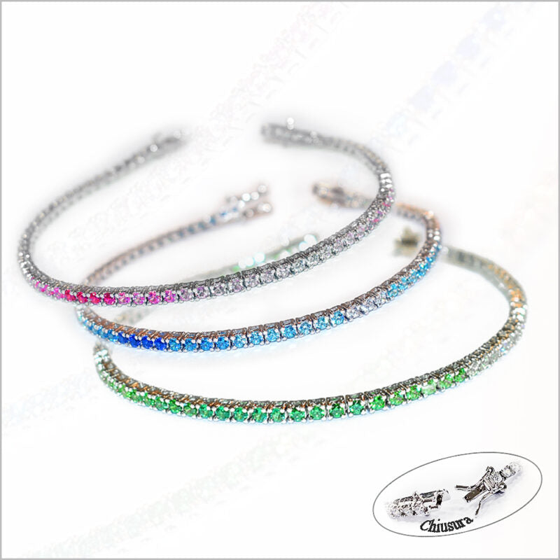 Bracciale Tennis in Argento 925 Rodiato con zirconi colorati sfumati