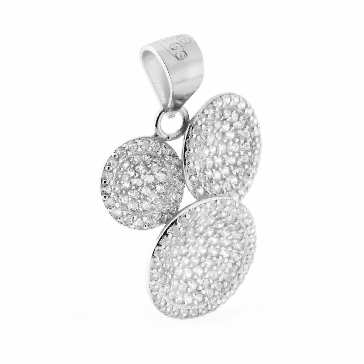 Ciondolo Fantasy a forma di Cerchi con Zirconi Bianchi.