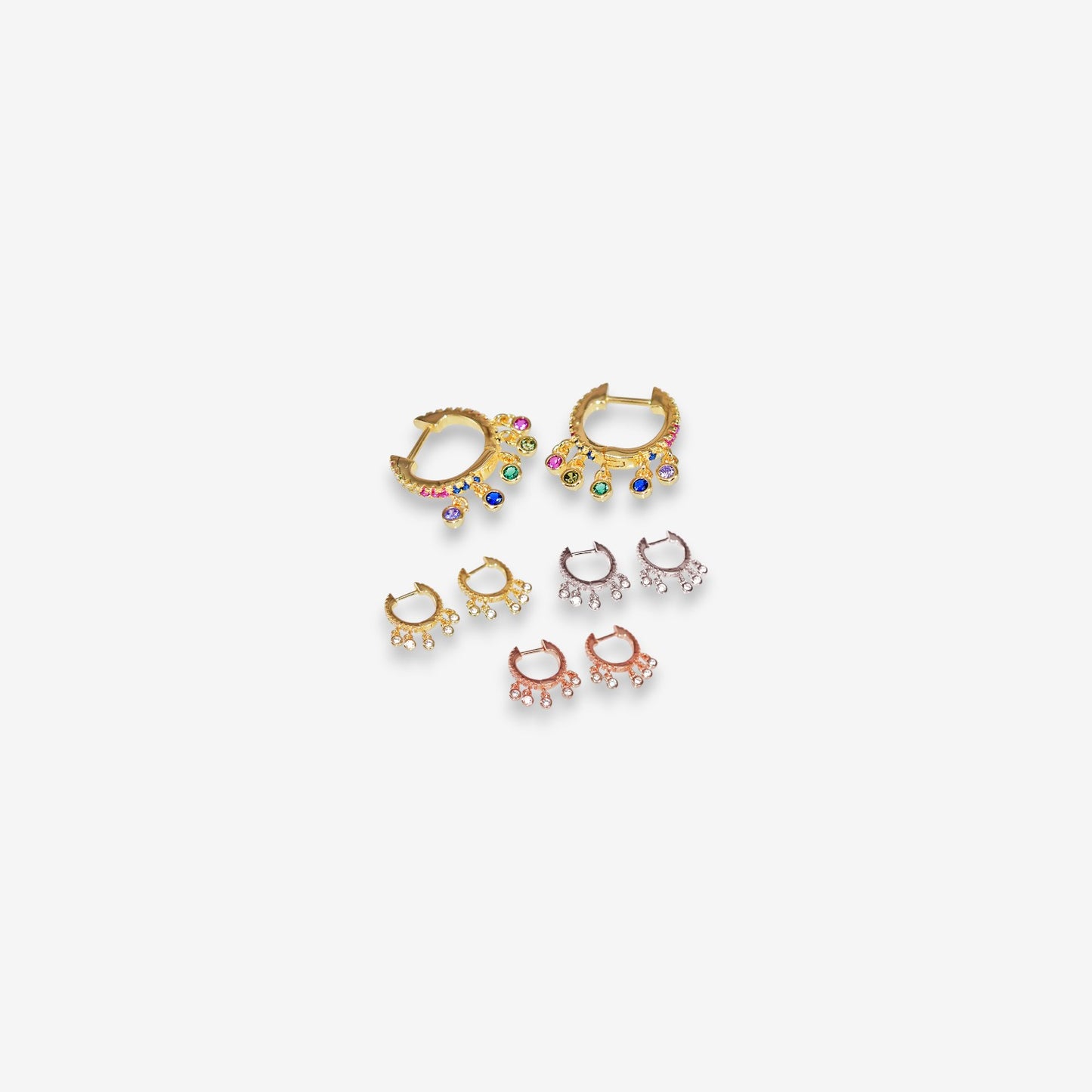 Orecchini Donna a Cerchio in Argento 925 con zirconi pendenti