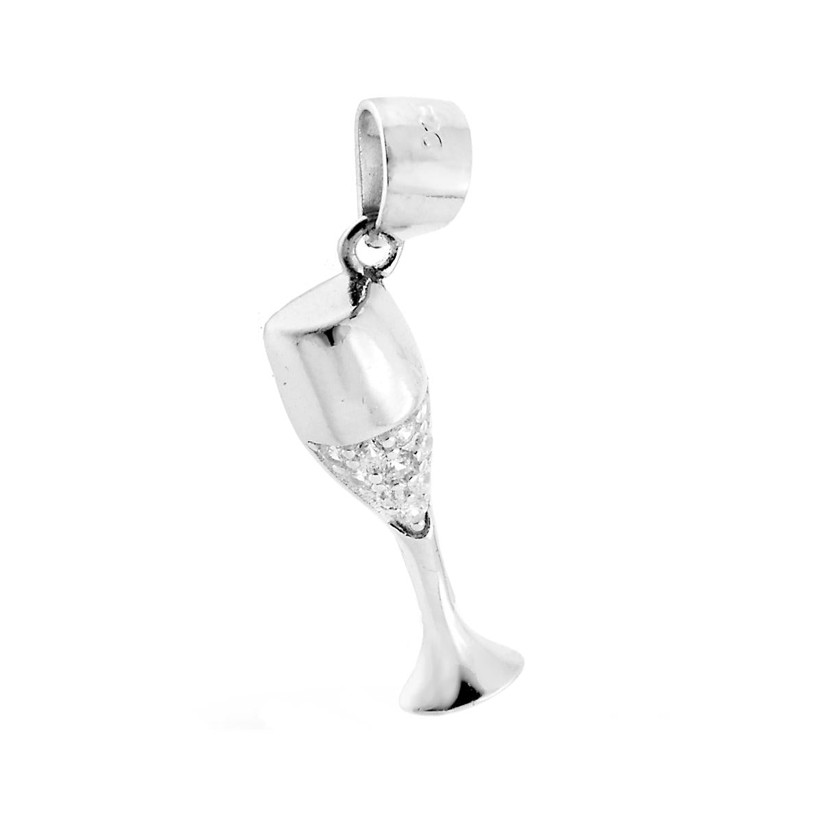 Ciondolo a forma di Calice Champagne con cubic Zirconia Bianchi.